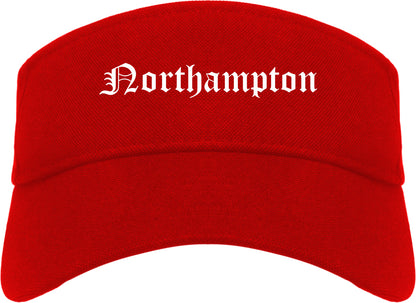 Northampton Massachusetts MA Old English Mens Visor Cap Hat Red