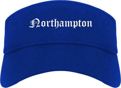 Northampton Massachusetts MA Old English Mens Visor Cap Hat Royal Blue