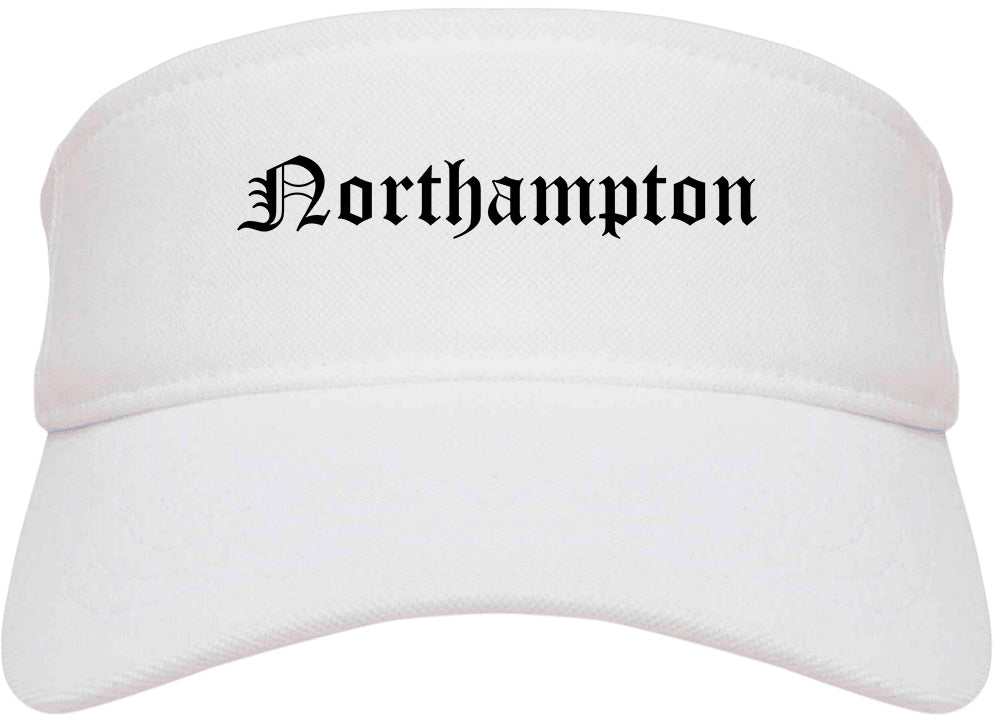 Northampton Massachusetts MA Old English Mens Visor Cap Hat White