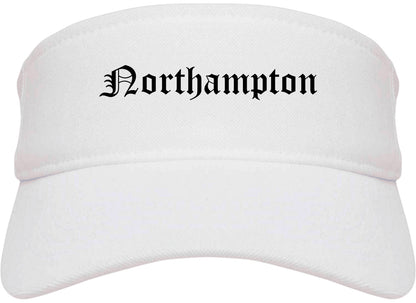 Northampton Massachusetts MA Old English Mens Visor Cap Hat White