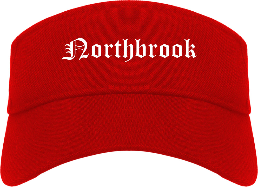 Northbrook Illinois IL Old English Mens Visor Cap Hat Red