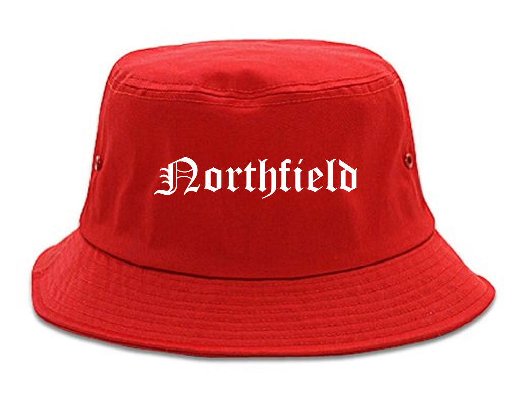 Northfield Illinois IL Old English Mens Bucket Hat Red