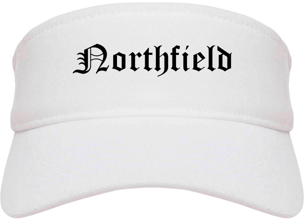 Northfield Illinois IL Old English Mens Visor Cap Hat White