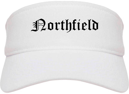 Northfield Illinois IL Old English Mens Visor Cap Hat White