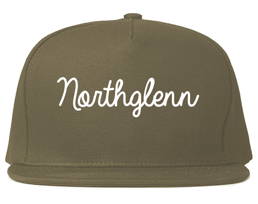 Northglenn Colorado CO Script Mens Snapback Hat Grey