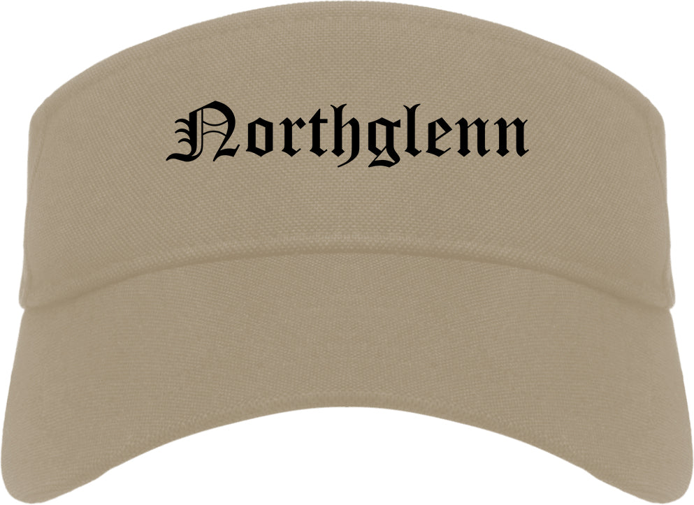 Northglenn Colorado CO Old English Mens Visor Cap Hat Khaki