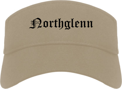 Northglenn Colorado CO Old English Mens Visor Cap Hat Khaki