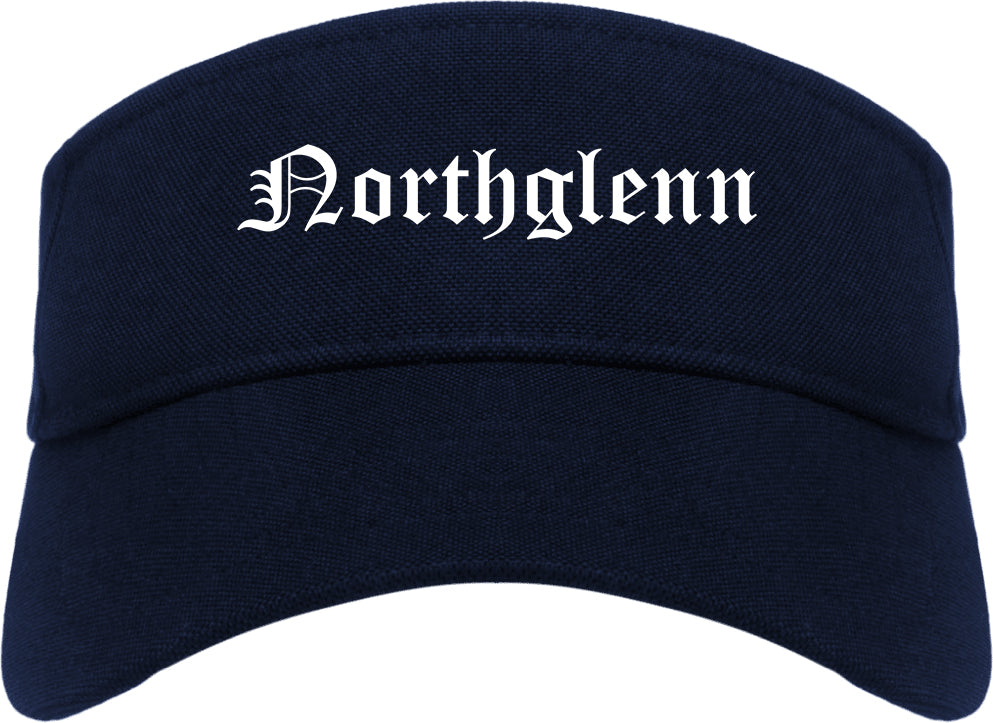 Northglenn Colorado CO Old English Mens Visor Cap Hat Navy Blue