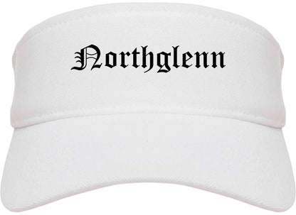 Northglenn Colorado CO Old English Mens Visor Cap Hat White