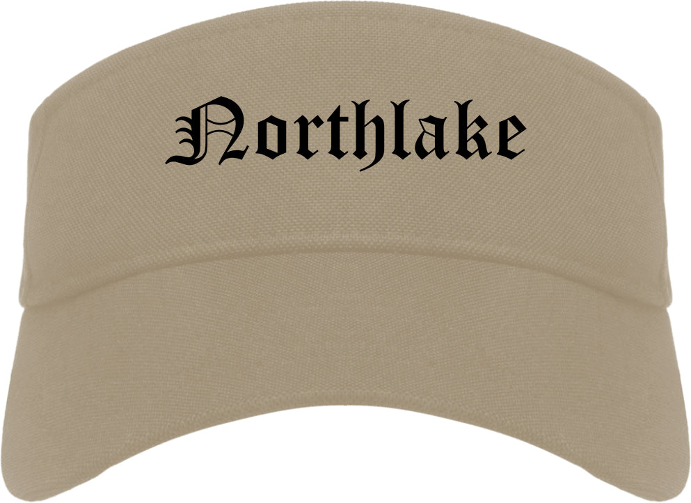 Northlake Illinois IL Old English Mens Visor Cap Hat Khaki