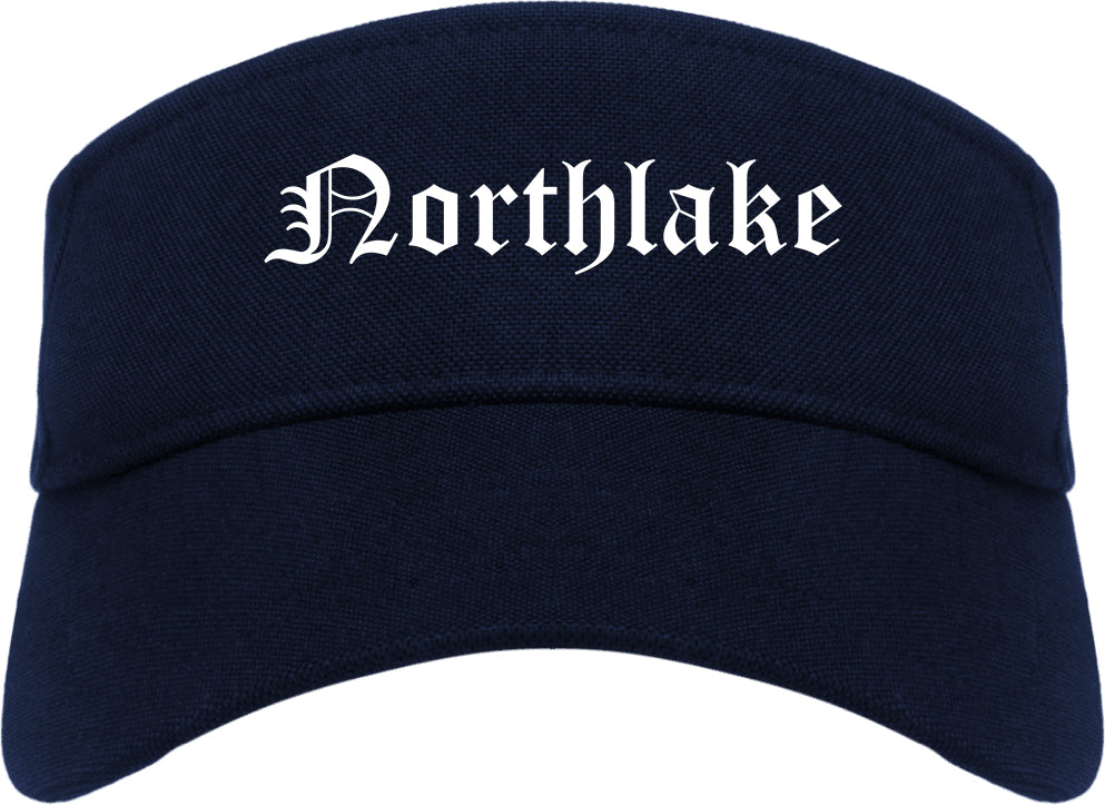 Northlake Illinois IL Old English Mens Visor Cap Hat Navy Blue