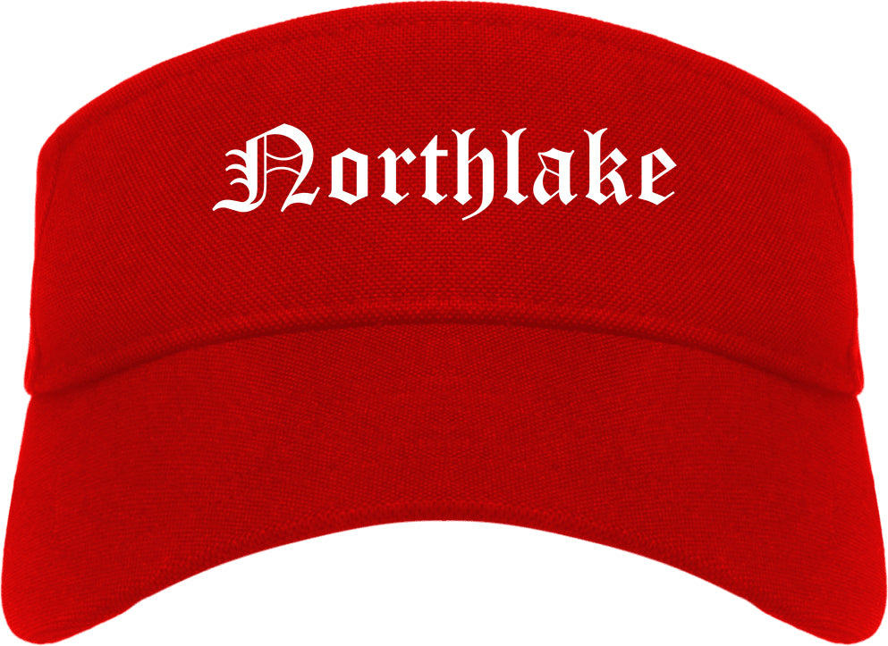 Northlake Illinois IL Old English Mens Visor Cap Hat Red
