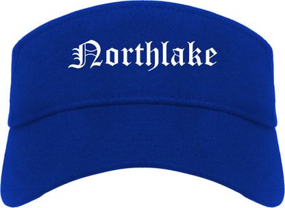 Northlake Illinois IL Old English Mens Visor Cap Hat Royal Blue