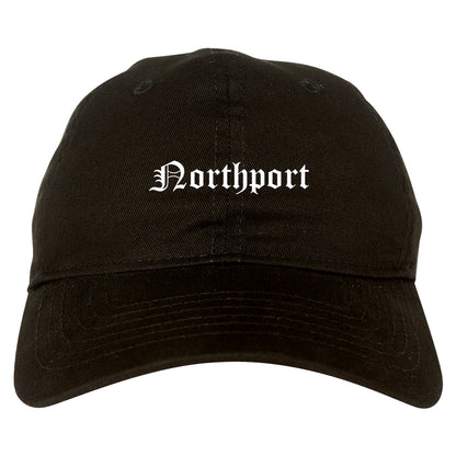 Northport Alabama AL Old English Mens Dad Hat Baseball Cap Black