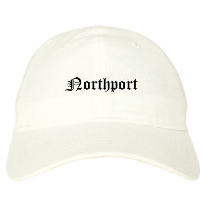 Northport Alabama AL Old English Mens Dad Hat Baseball Cap White