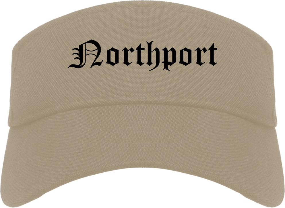 Northport Alabama AL Old English Mens Visor Cap Hat Khaki