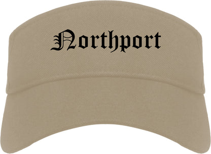 Northport Alabama AL Old English Mens Visor Cap Hat Khaki
