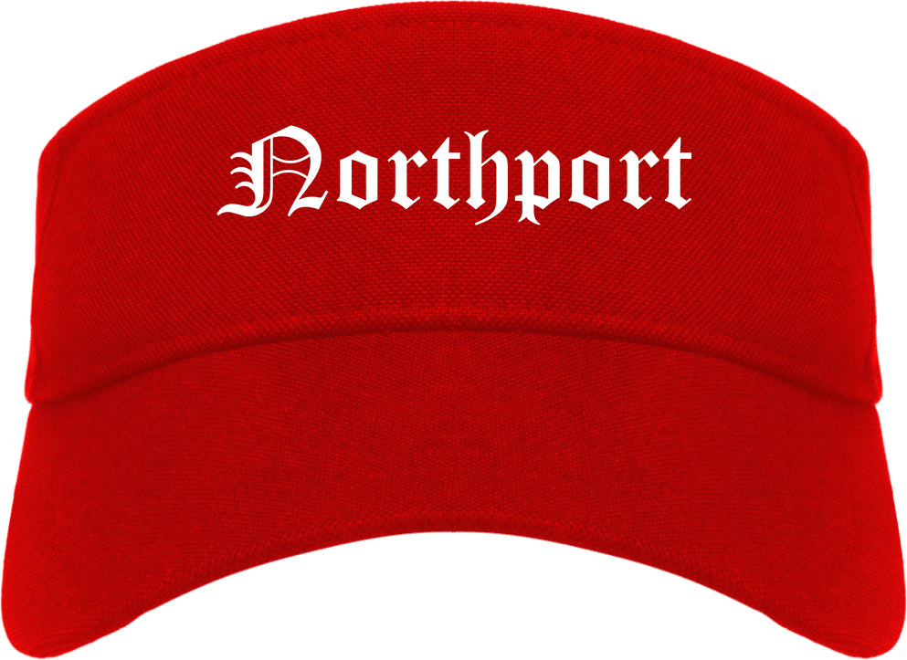 Northport Alabama AL Old English Mens Visor Cap Hat Red