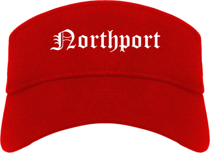Northport Alabama AL Old English Mens Visor Cap Hat Red