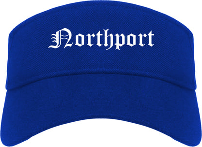 Northport Alabama AL Old English Mens Visor Cap Hat Royal Blue
