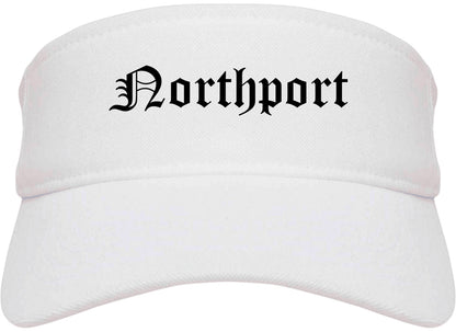 Northport Alabama AL Old English Mens Visor Cap Hat White