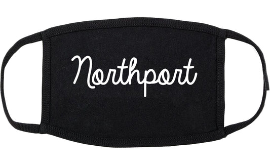 Northport New York NY Script Cotton Face Mask Black
