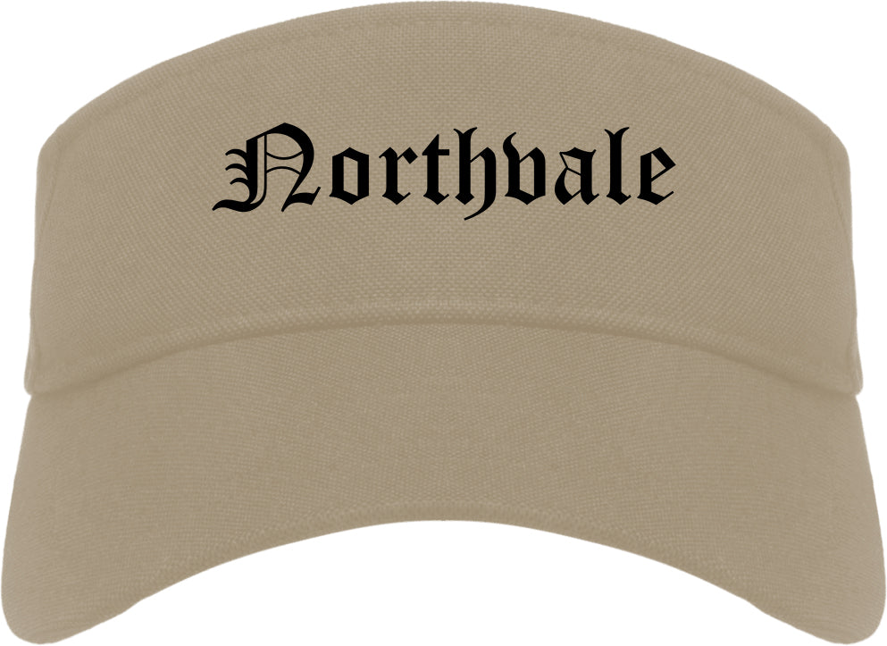 Northvale New Jersey NJ Old English Mens Visor Cap Hat Khaki