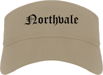 Northvale New Jersey NJ Old English Mens Visor Cap Hat Khaki
