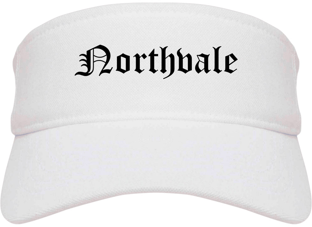 Northvale New Jersey NJ Old English Mens Visor Cap Hat White
