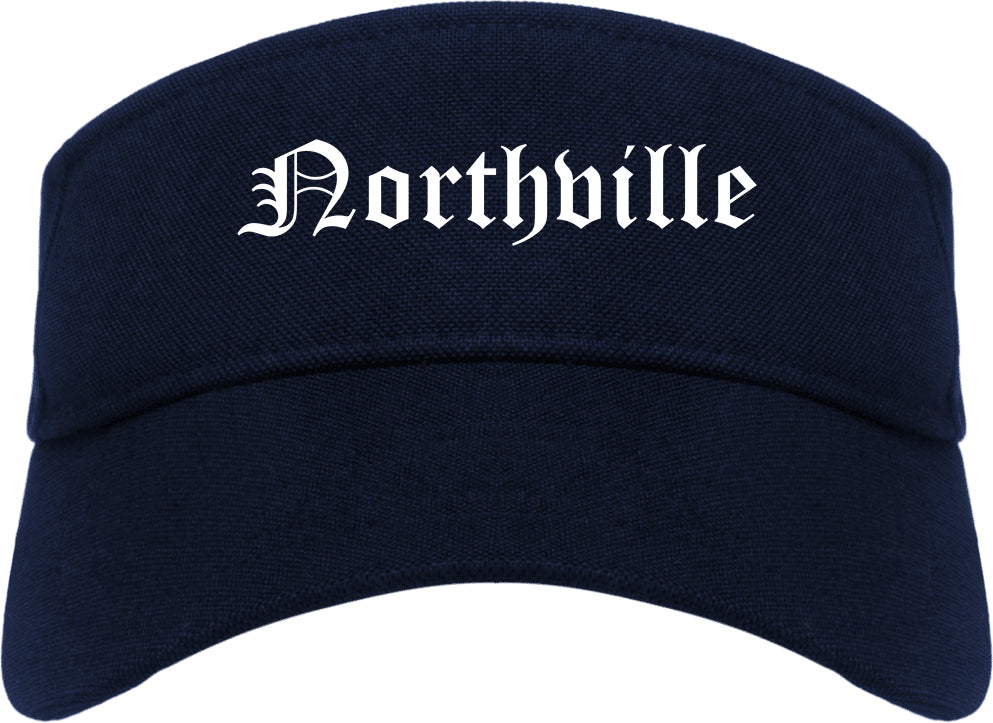 Northville Michigan MI Old English Mens Visor Cap Hat Navy Blue