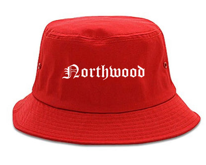 Northwood Ohio OH Old English Mens Bucket Hat Red