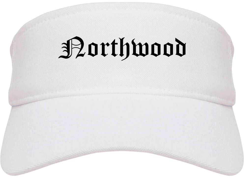 Northwood Ohio OH Old English Mens Visor Cap Hat White