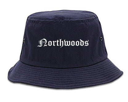 Northwoods Missouri MO Old English Mens Bucket Hat Navy Blue