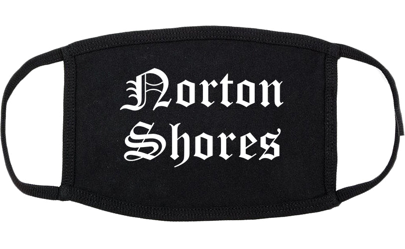 Norton Shores Michigan MI Old English Cotton Face Mask Black