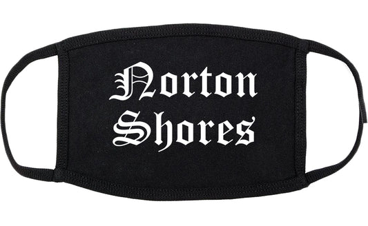 Norton Shores Michigan MI Old English Cotton Face Mask Black