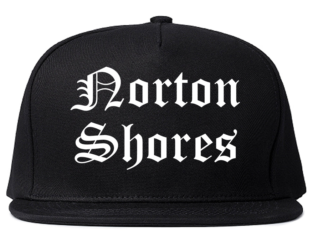 Norton Shores Michigan MI Old English Mens Snapback Hat Black