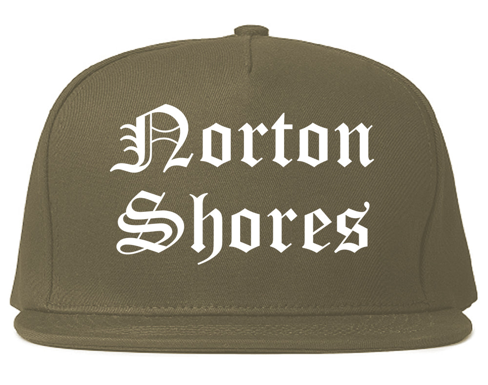 Norton Shores Michigan MI Old English Mens Snapback Hat Grey