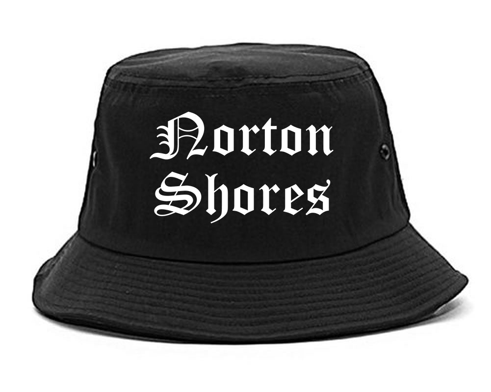 Norton Shores Michigan MI Old English Mens Bucket Hat Black