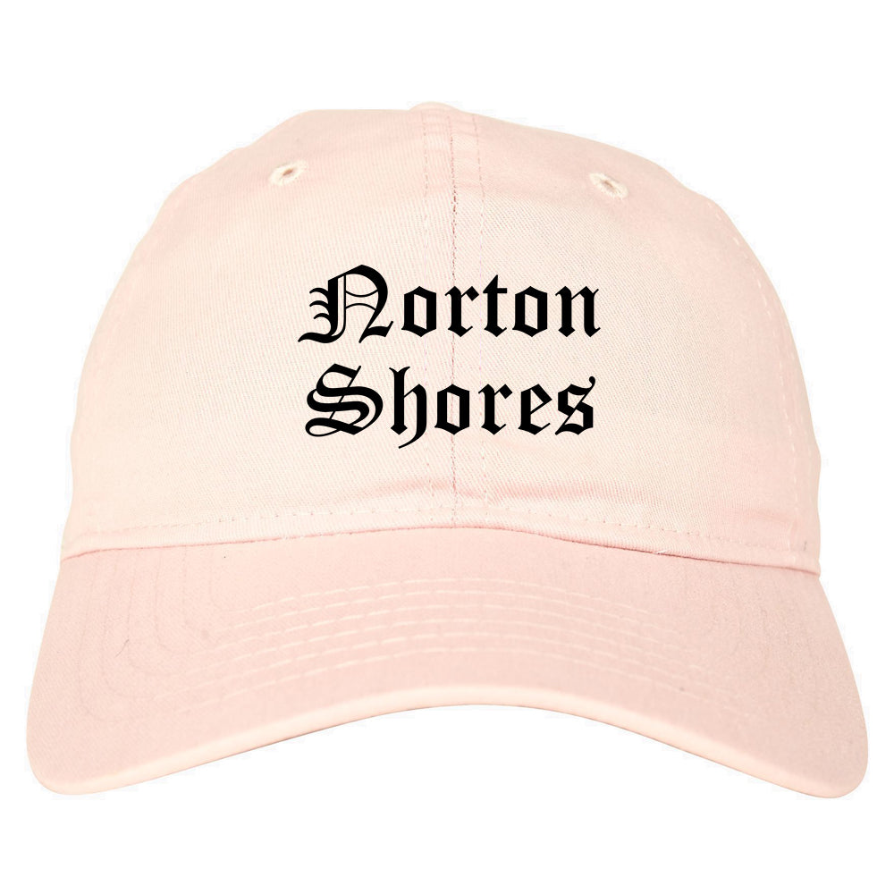 Norton Shores Michigan MI Old English Mens Dad Hat Baseball Cap Pink