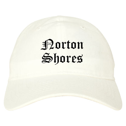 Norton Shores Michigan MI Old English Mens Dad Hat Baseball Cap White