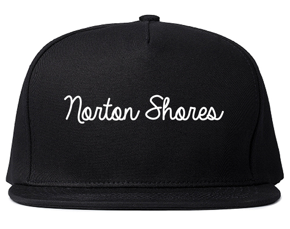 Norton Shores Michigan MI Script Mens Snapback Hat Black