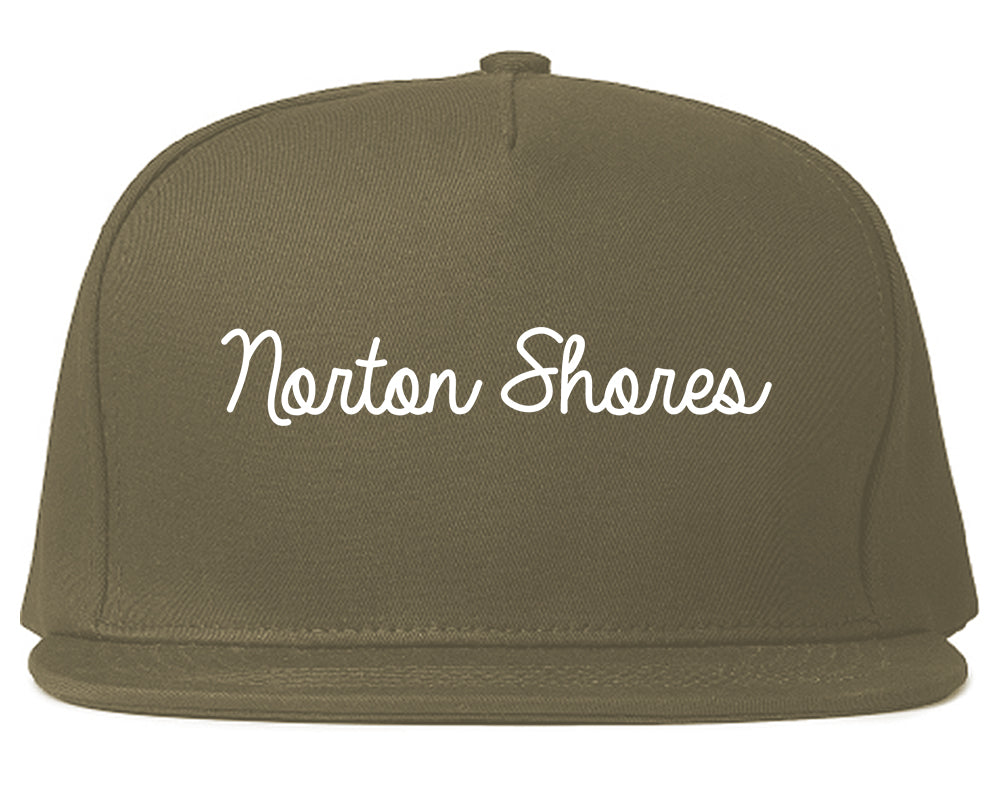 Norton Shores Michigan MI Script Mens Snapback Hat Grey