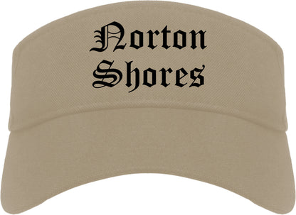 Norton Shores Michigan MI Old English Mens Visor Cap Hat Khaki