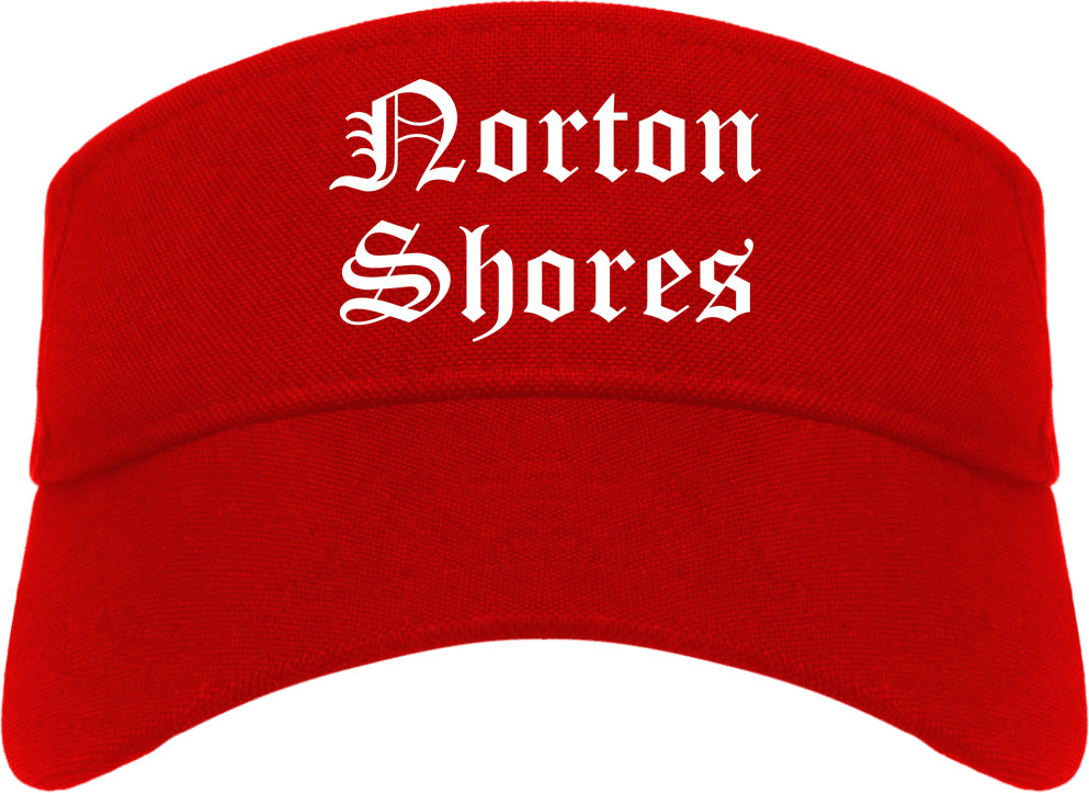 Norton Shores Michigan MI Old English Mens Visor Cap Hat Red