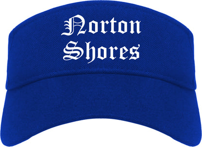 Norton Shores Michigan MI Old English Mens Visor Cap Hat Royal Blue