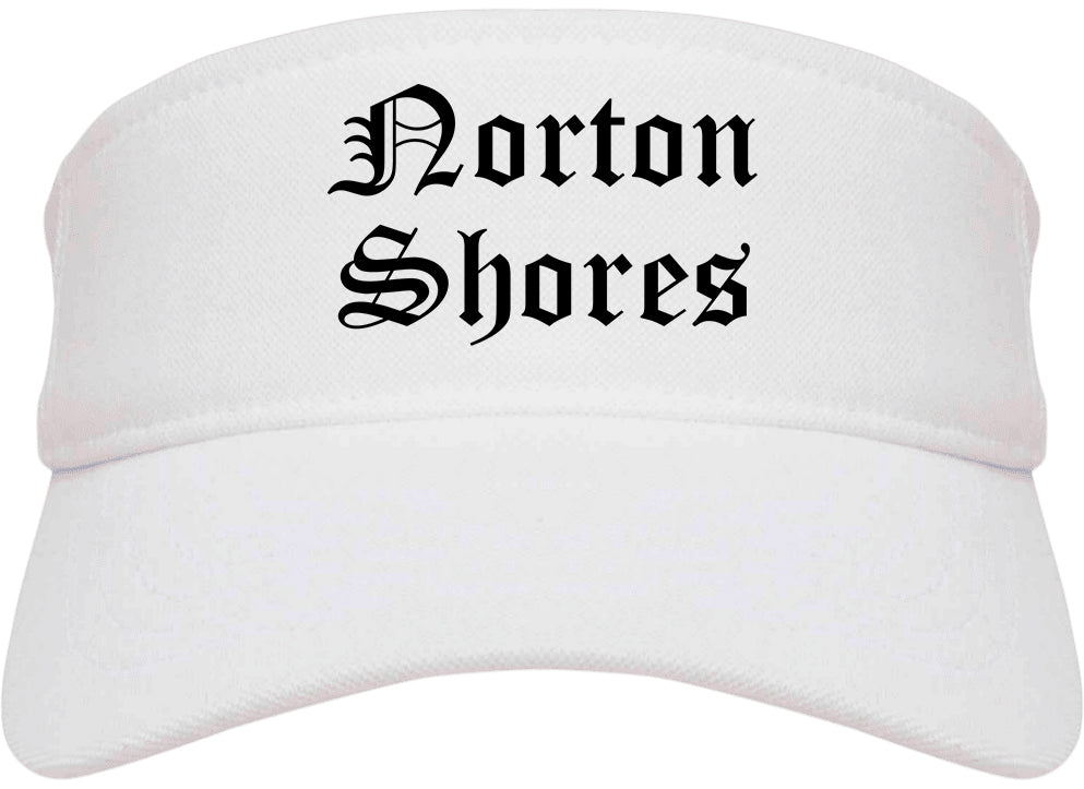 Norton Shores Michigan MI Old English Mens Visor Cap Hat White