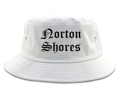 Norton Shores Michigan MI Old English Mens Bucket Hat White