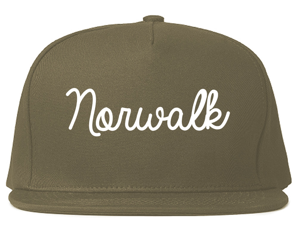 Norwalk Connecticut CT Script Mens Snapback Hat Grey