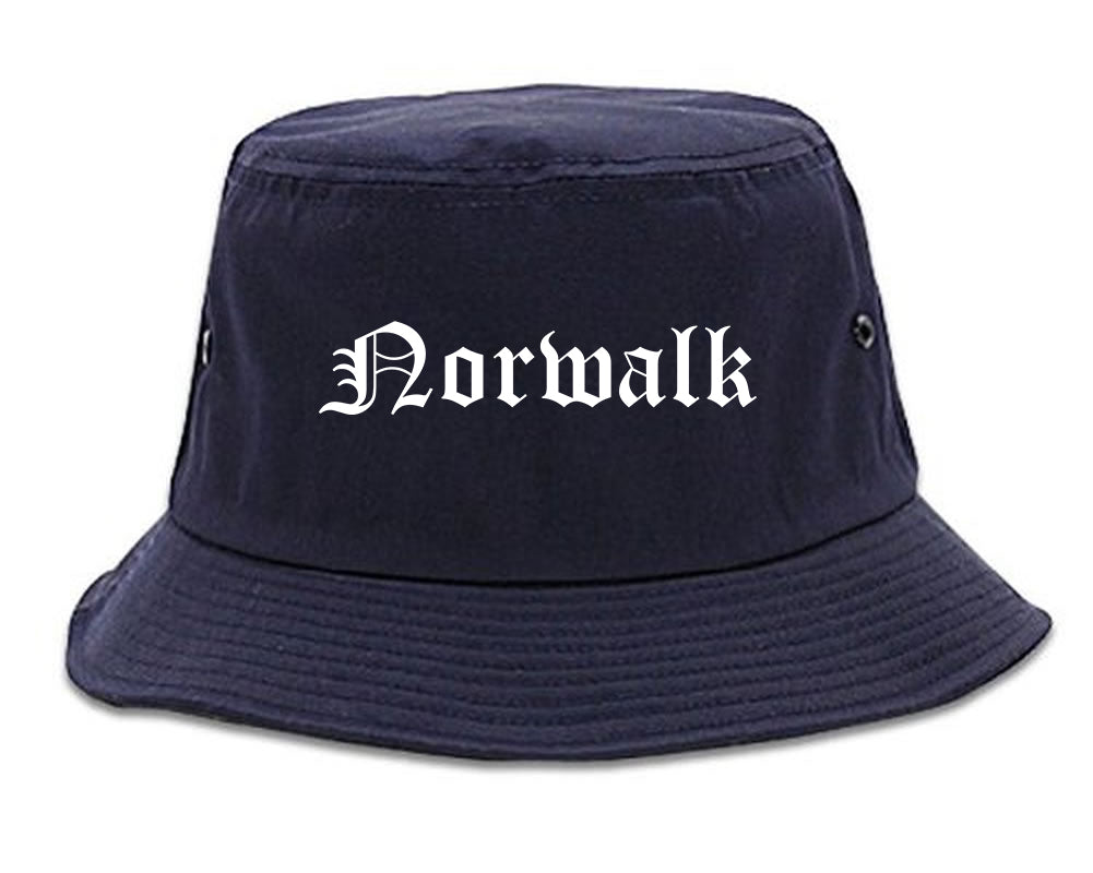 Norwalk Iowa IA Old English Mens Bucket Hat Navy Blue