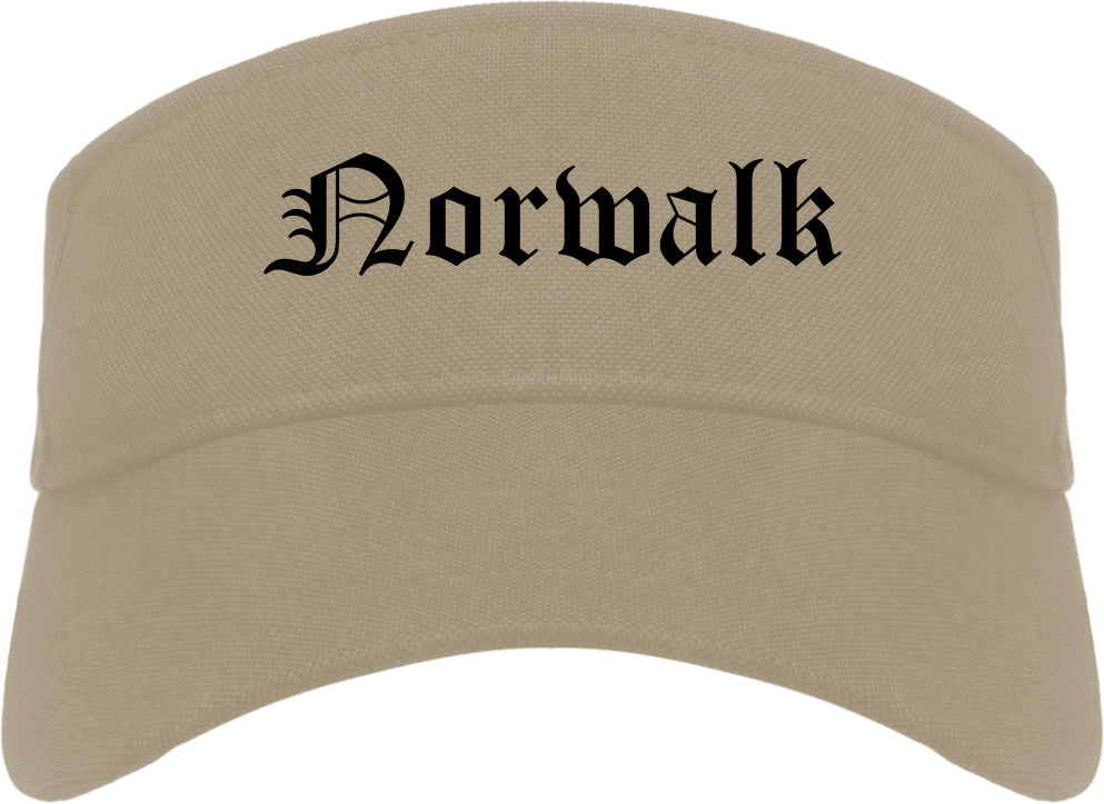Norwalk Iowa IA Old English Mens Visor Cap Hat Khaki